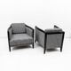 Pair of Italian Art Deco Armchairs Black Lacquered Wood and Ribbed Velvet