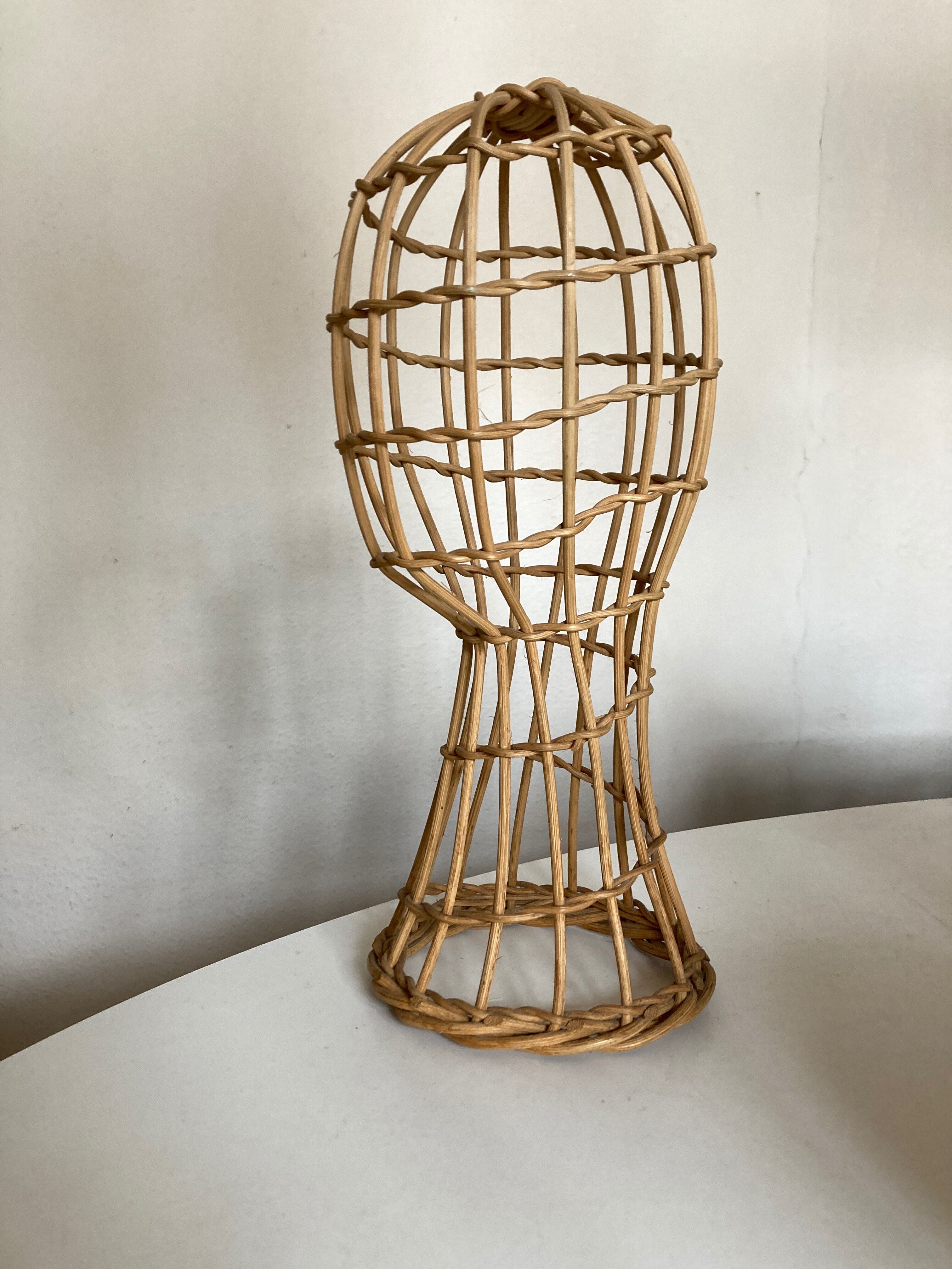 Rattan mannequin head 1960