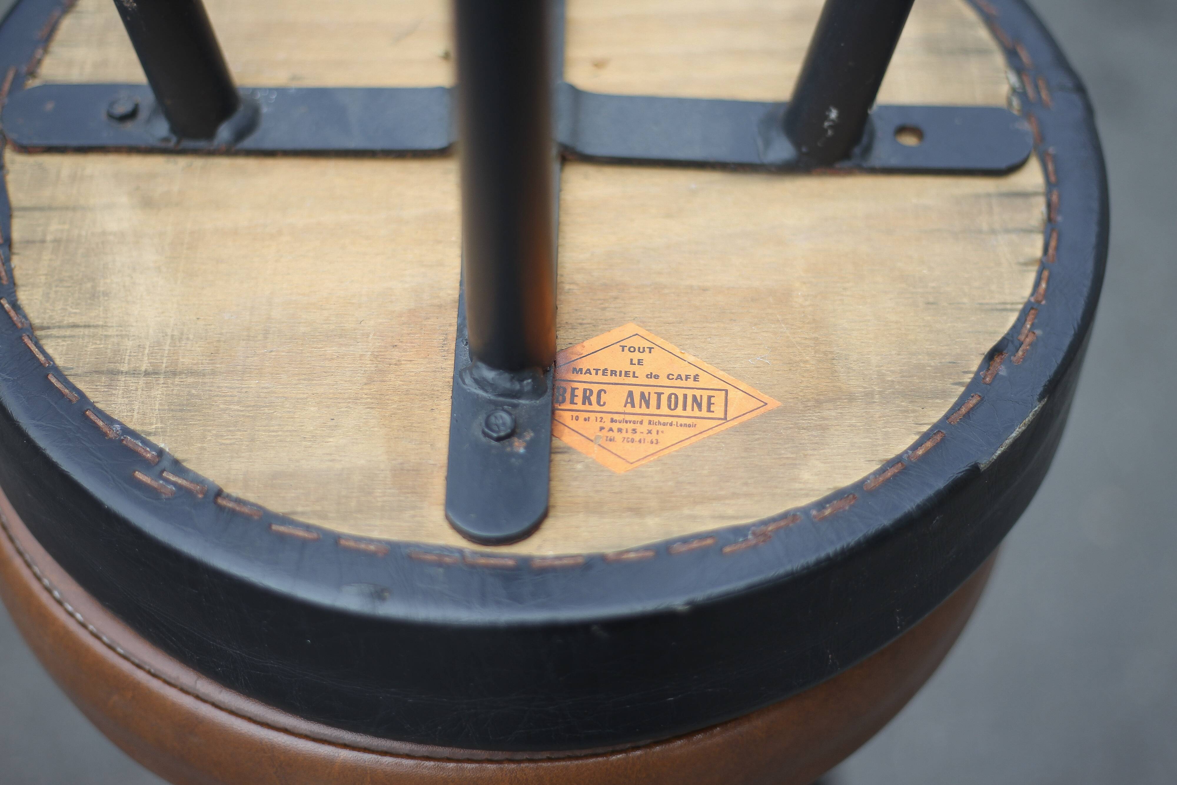 Set of 4 bar stools, metal and imitation leather stool, high stool
