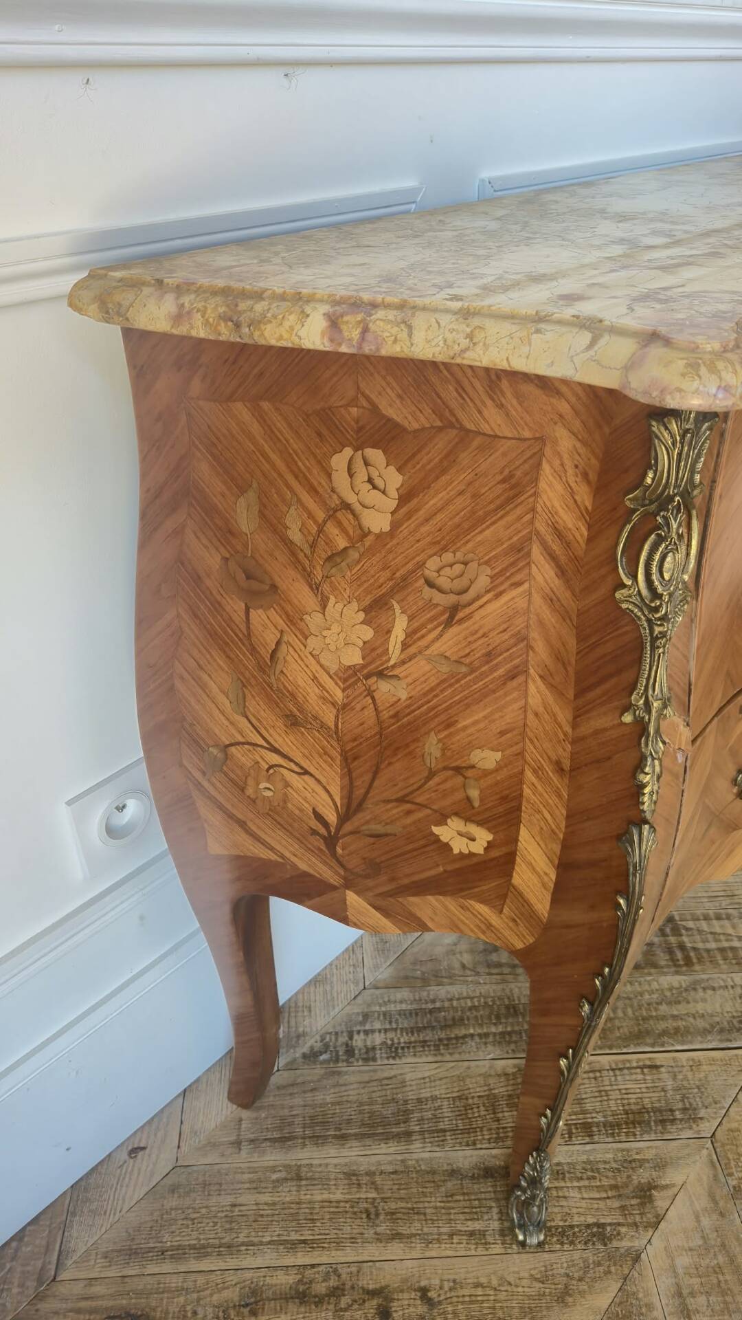 Two-drawer sautéuse in Louis XV style, stamped Skalski.