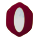 Oval wall mirror in burgundy velvet and brass – 1950s–1960s