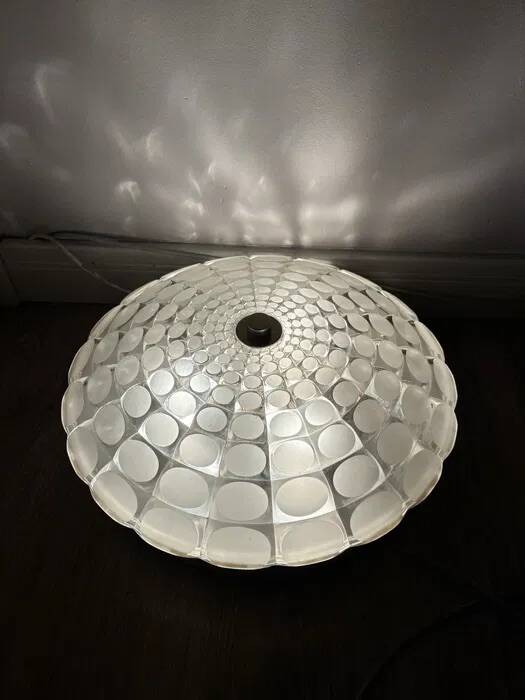 Vintage Peill & Putzler Optical Glass Flush Ceiling Lamp 1960s-70s