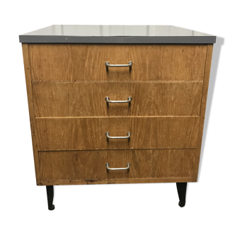 Solid oak and formica chest of drawers