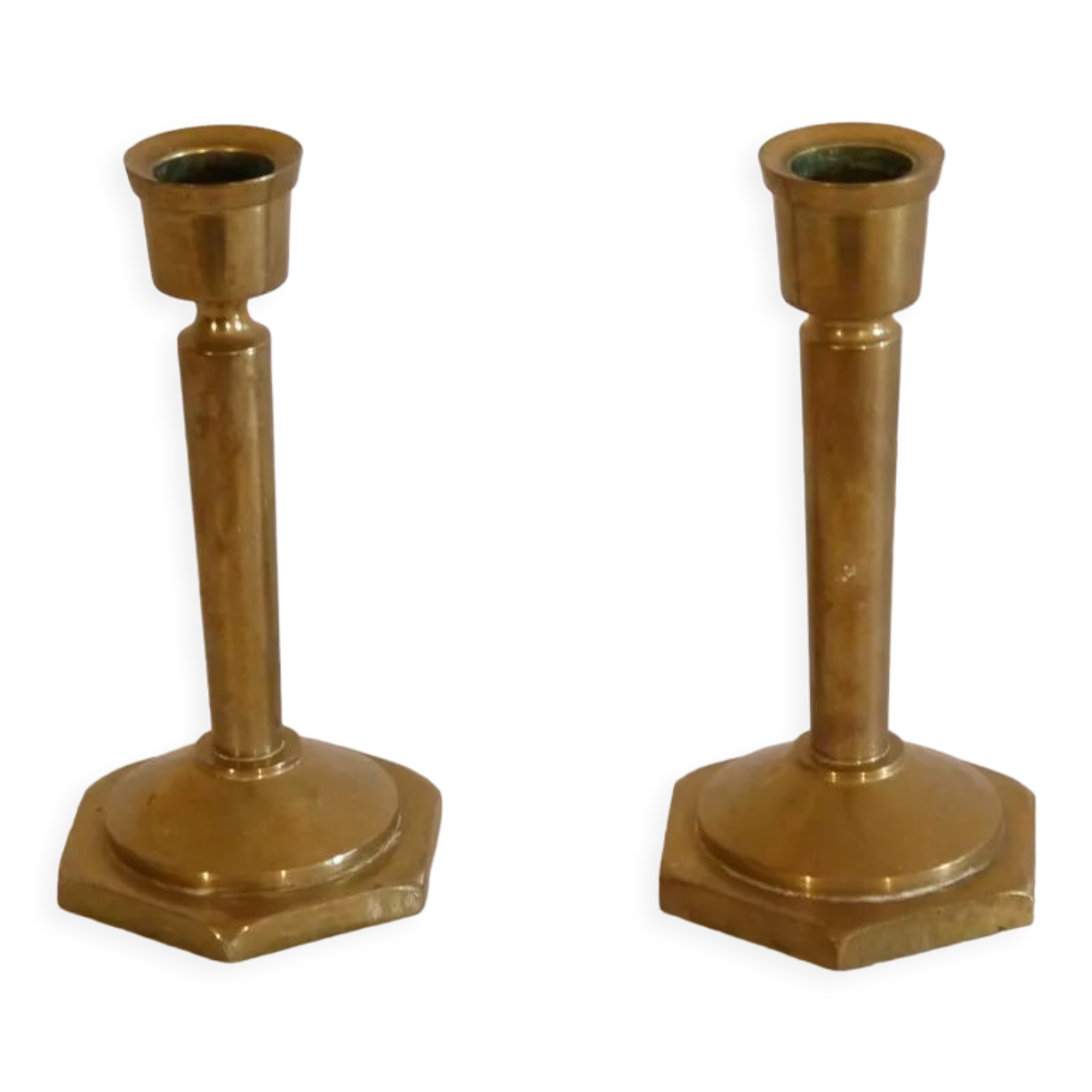 Pair of Scandinavian brass candle holders