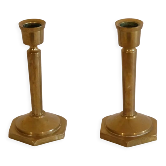 Pair of Scandinavian brass candle holders