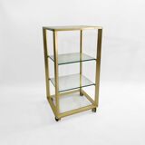Pierre Vandel Gold étagère On Wheels 1970s Mid Century Hollywood Regency Shelving