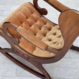 1960s, Scandinavian rocking chair, furniture velour, dark beech wood.