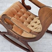 1960s, Scandinavian rocking chair, furniture velour, dark beech wood.