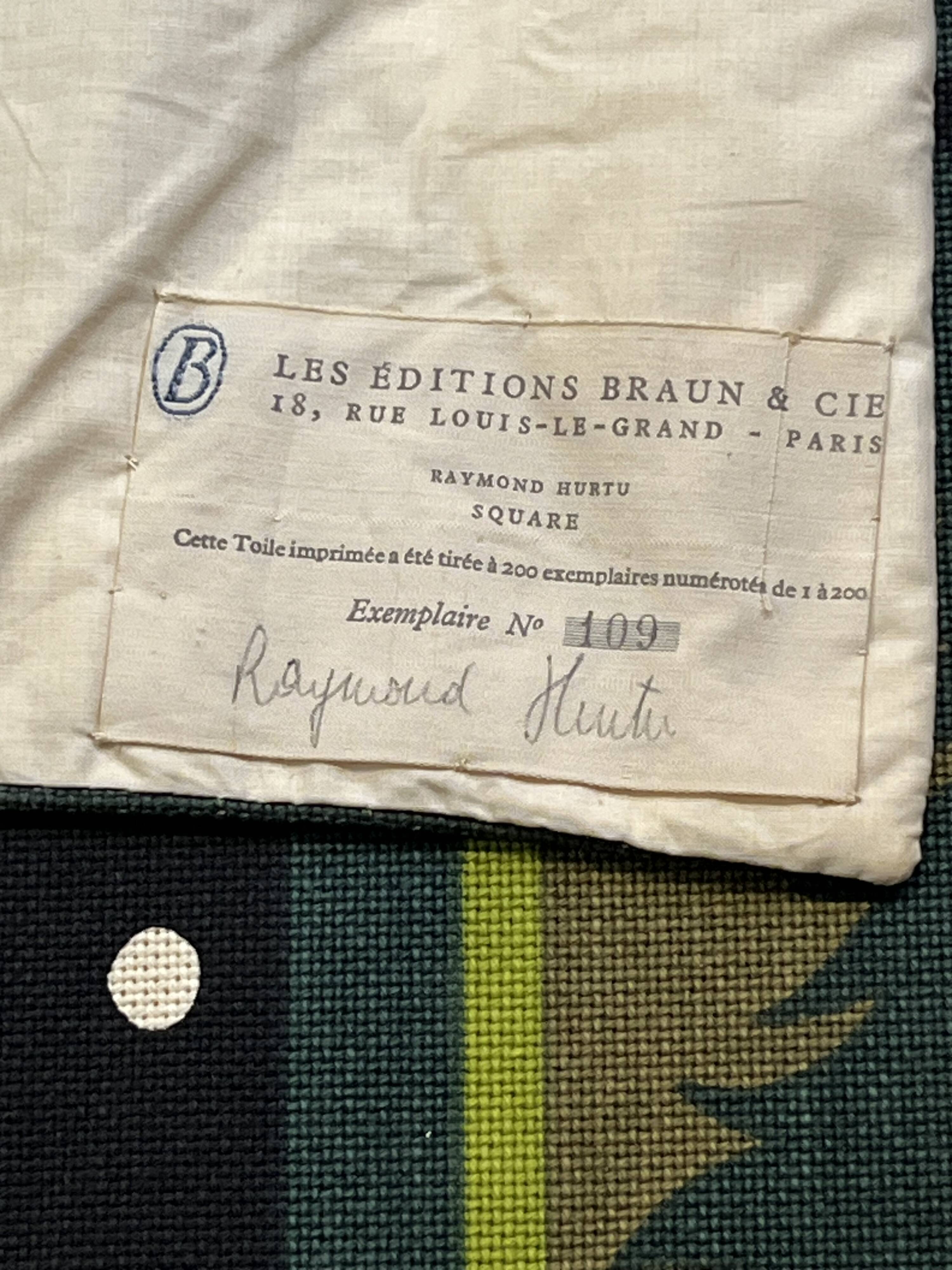 BRAUN ET CIE Tapestry - After Raymond HURTU - entitled "SQUARE"