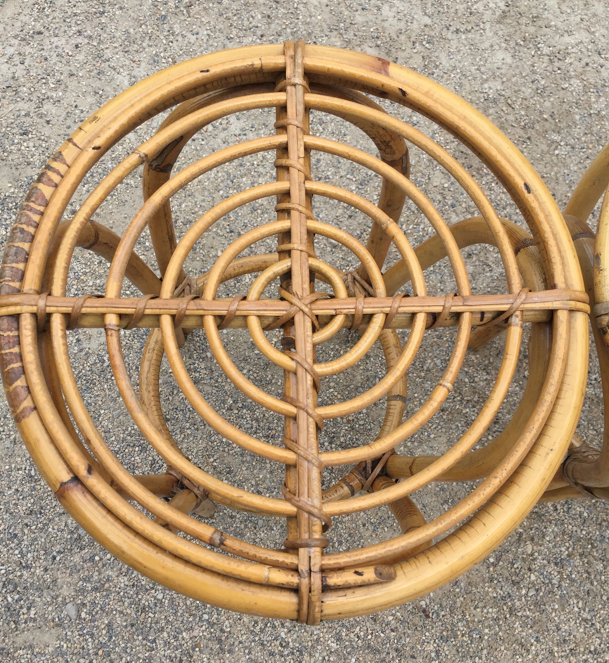 Pair of rattan stools