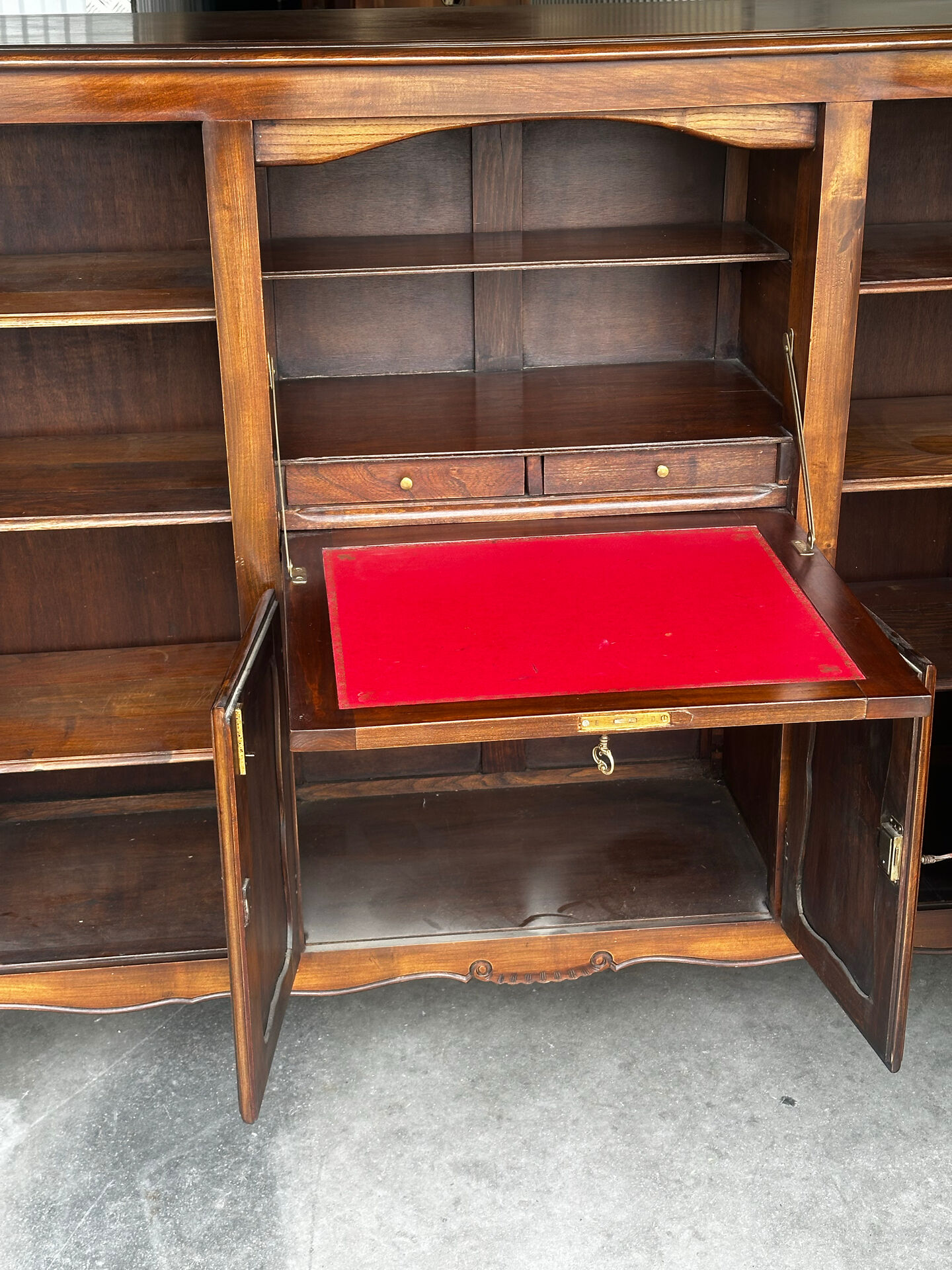 Sideboard, Louis XV style secretary in cherry wood, 1960s.