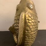 Koi fish vase, solid brass carp, Japan, late nineteenth century