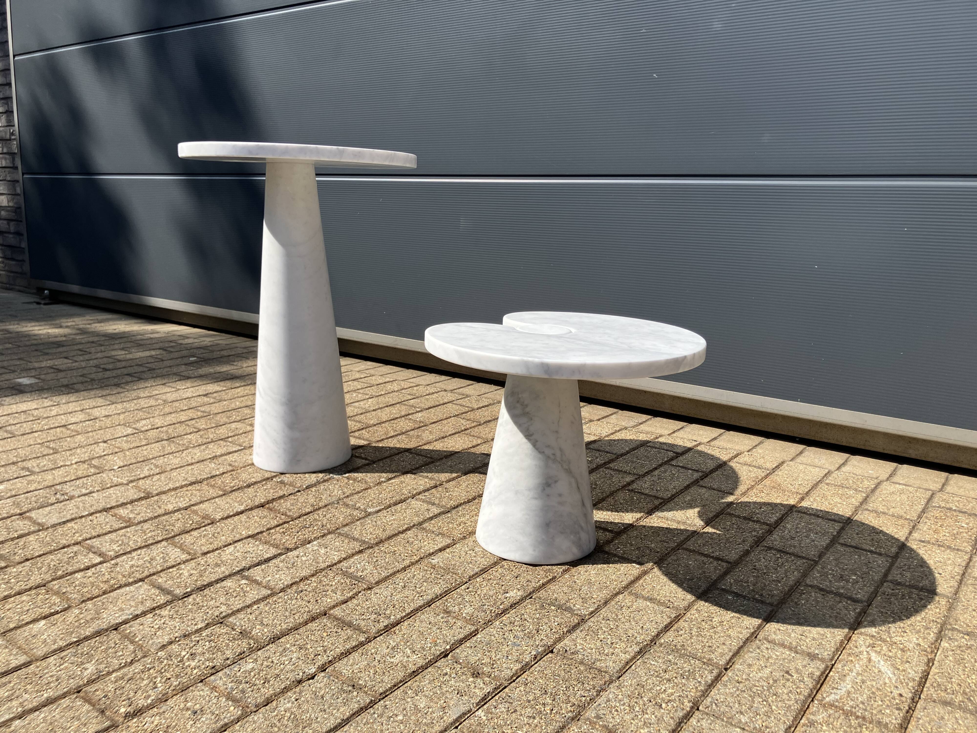 2x Eros Side table Angelo Mangiarotti Carrara marmer Nieuwstaat!