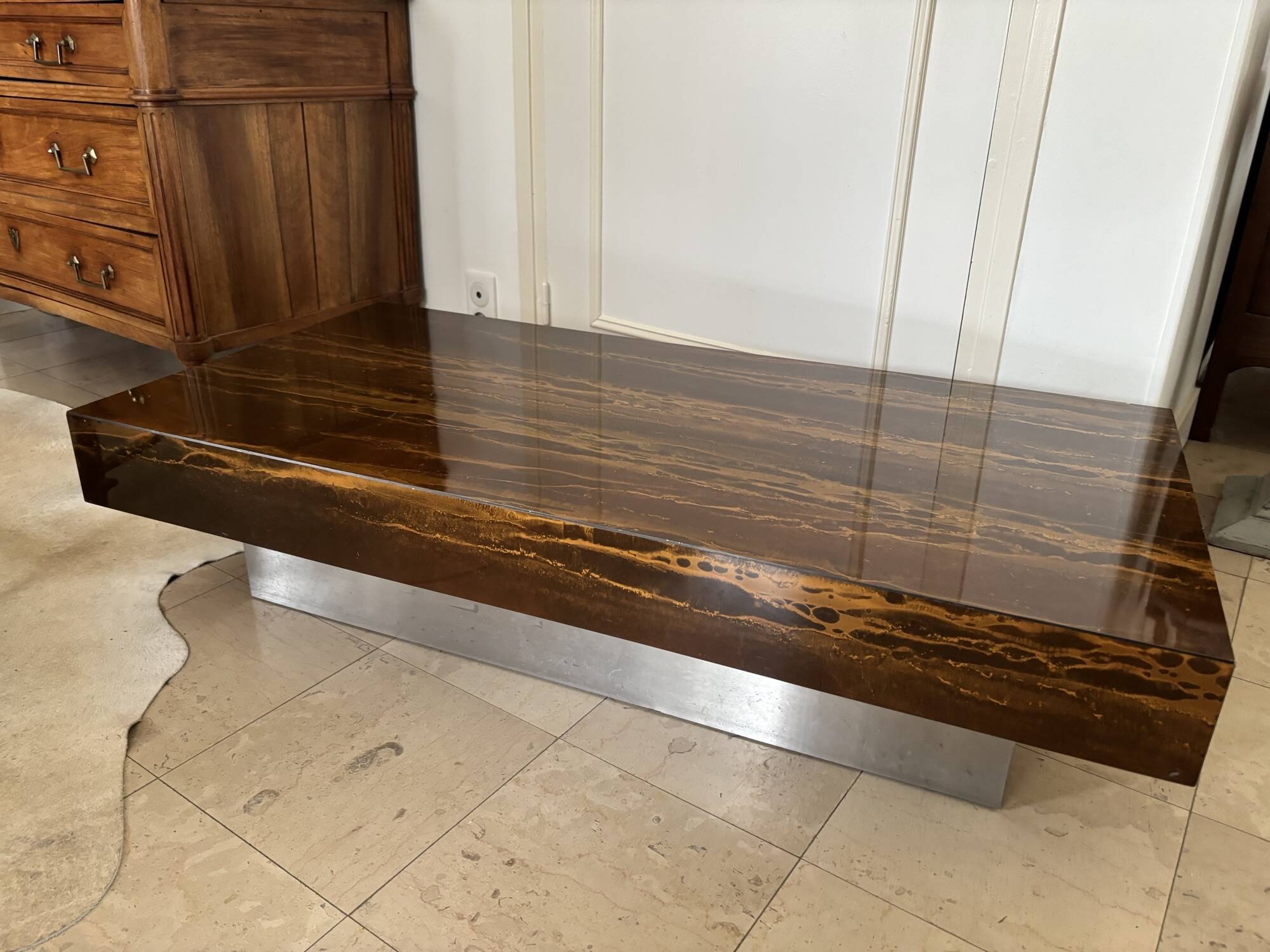 vintage coffee table from the 1970s known as Solar Eruption by Lefevre Roset