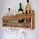 bottle shelf, recycled wooden glasses