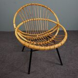 Fauteuil en rotin Design Hollandais 1960
