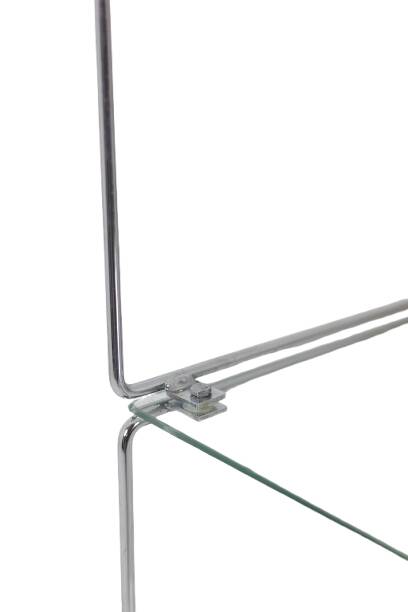 Set of 3 chrome metal and glass shelves. 1970s.