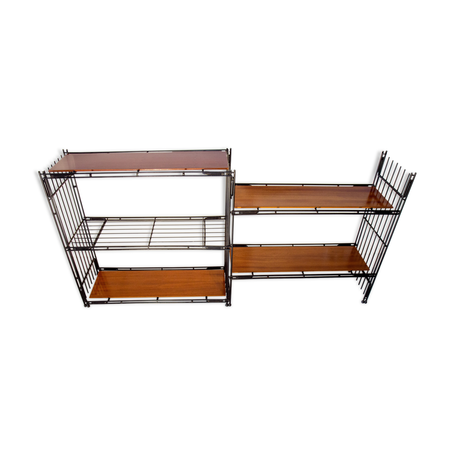 Modular shelves on wall or stand, published by Multimueble 1960