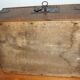 Old box with inscription, fittings, lock and key