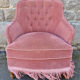 Old pink toad armchair, vintage, 40s / 50s
