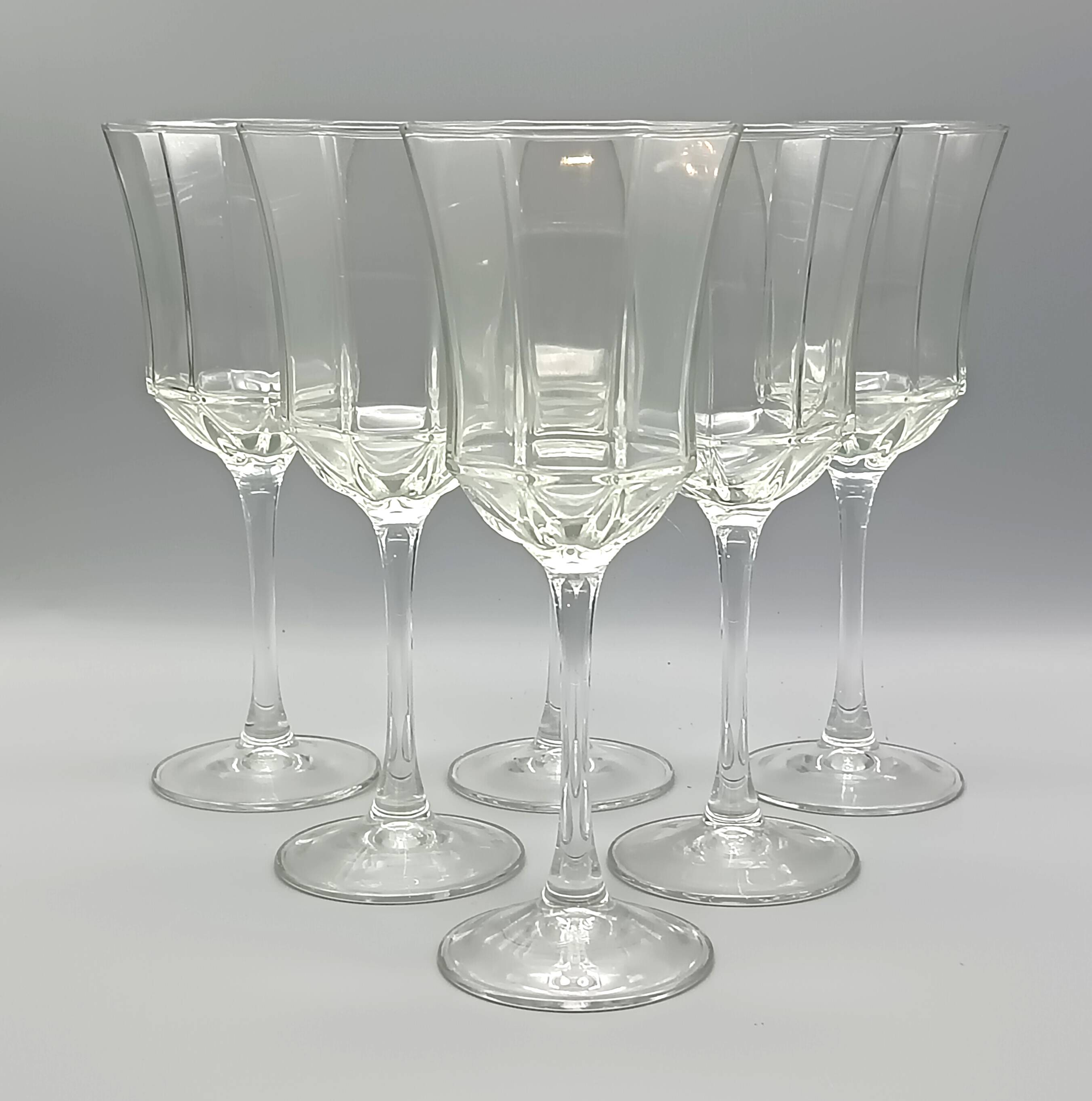6 large luminarc octime vintage france stemmed glasses