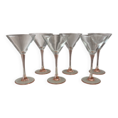 Set of 6 Vintage Luminarc Martini / Cocktail Glasses – Soft Pink Peach – 19
