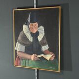 Huile sur toile « polonaise à sa lecture » de a. markowicz – début xxe