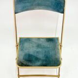 Ancien paire de chaises pliantes chaisor - métal & velours - vintage 60's 70's