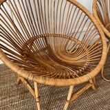 Pair of rattan ball-shaped armchairs from the 50s/60s