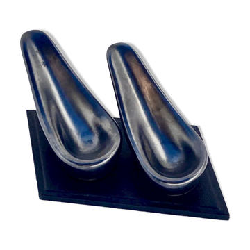 Porte-pipe céramique noir irisé forme libre 50's