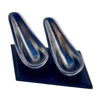 Pipe holder Ceramic Black Iridescent Free Form 50's