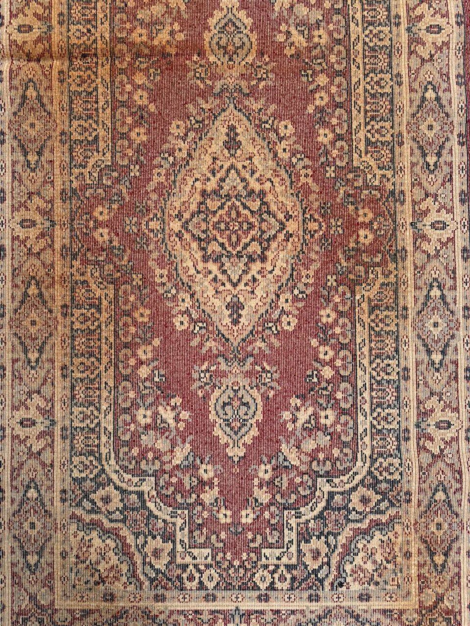 Burgundy wool hallway rug Saphir 85x350cm