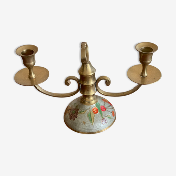 Brass and enamel chandelier