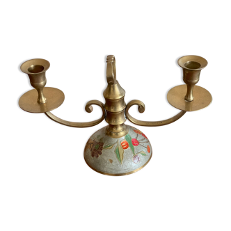 Brass and enamel chandelier