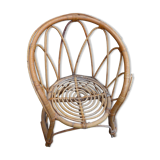 Small round rattan children's chair, vintage 70s