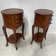 Pair of small kidney-shaped commodes in marquetry veneer, 20th century.