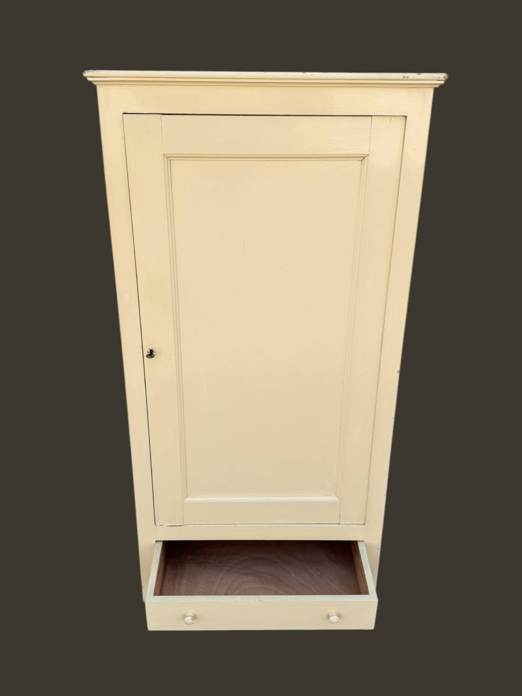 Antique painted wooden bonnet maker