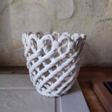 Woven earthenware flowerpot