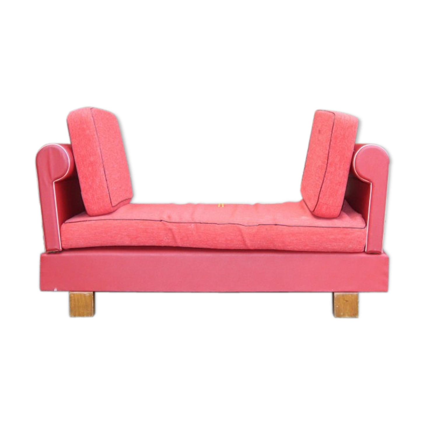Meridienne vintage bench seat years 50 60 skai Red