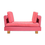Meridienne vintage bench seat years 50 60 skai Red