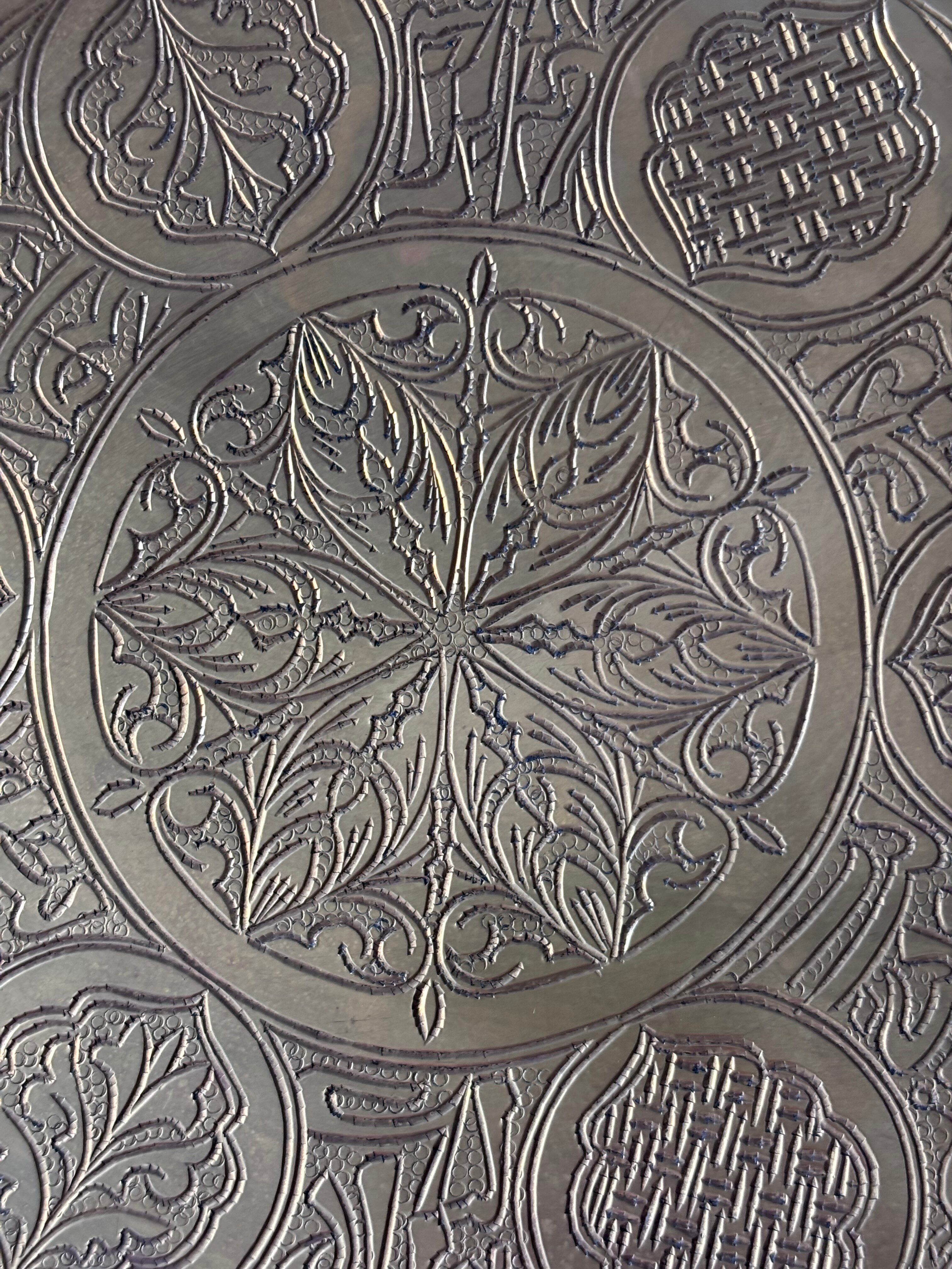 Engraved brass wall plate - oriental decor, arabesques