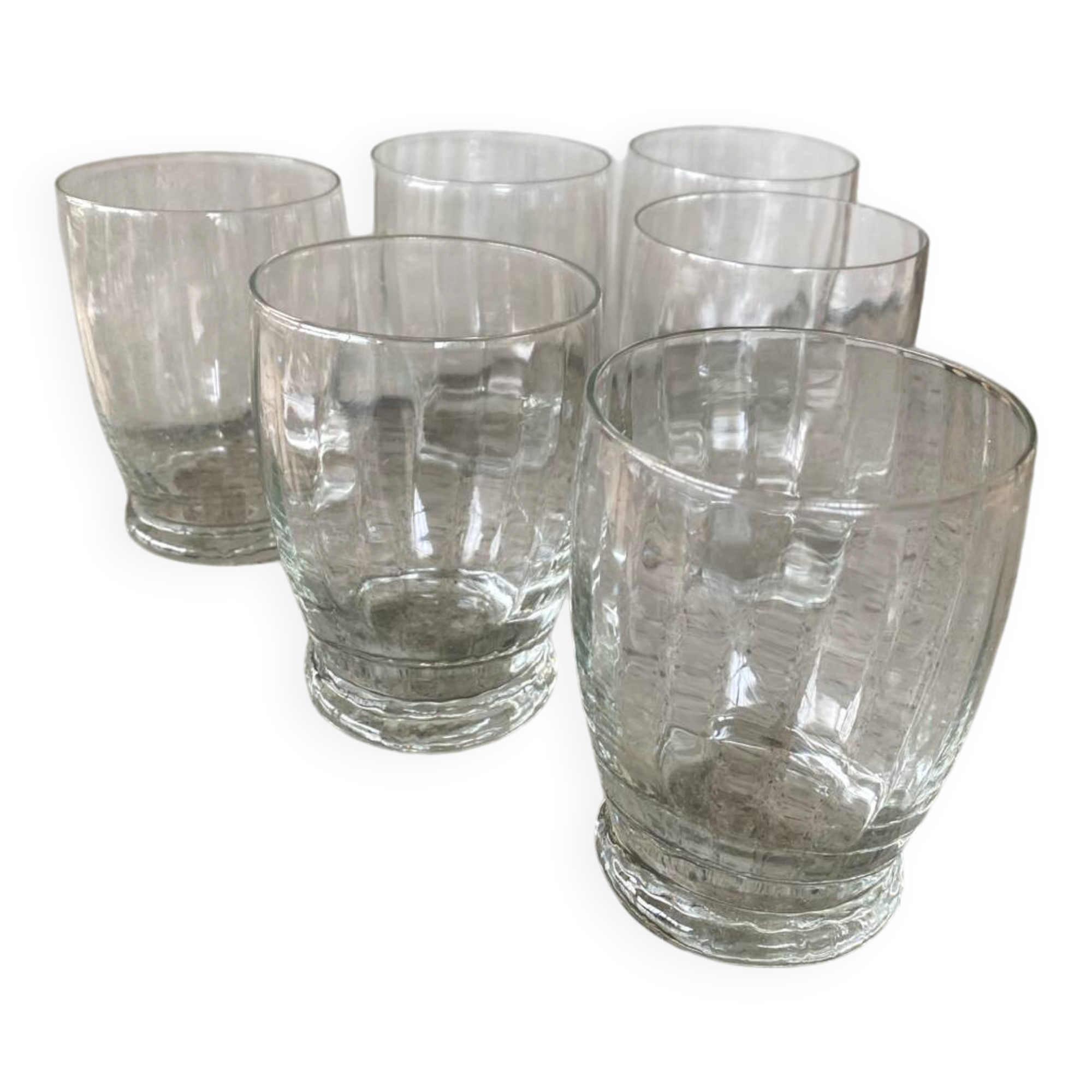 6 antique faceted glasses