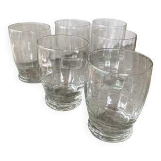 6 antique faceted glasses