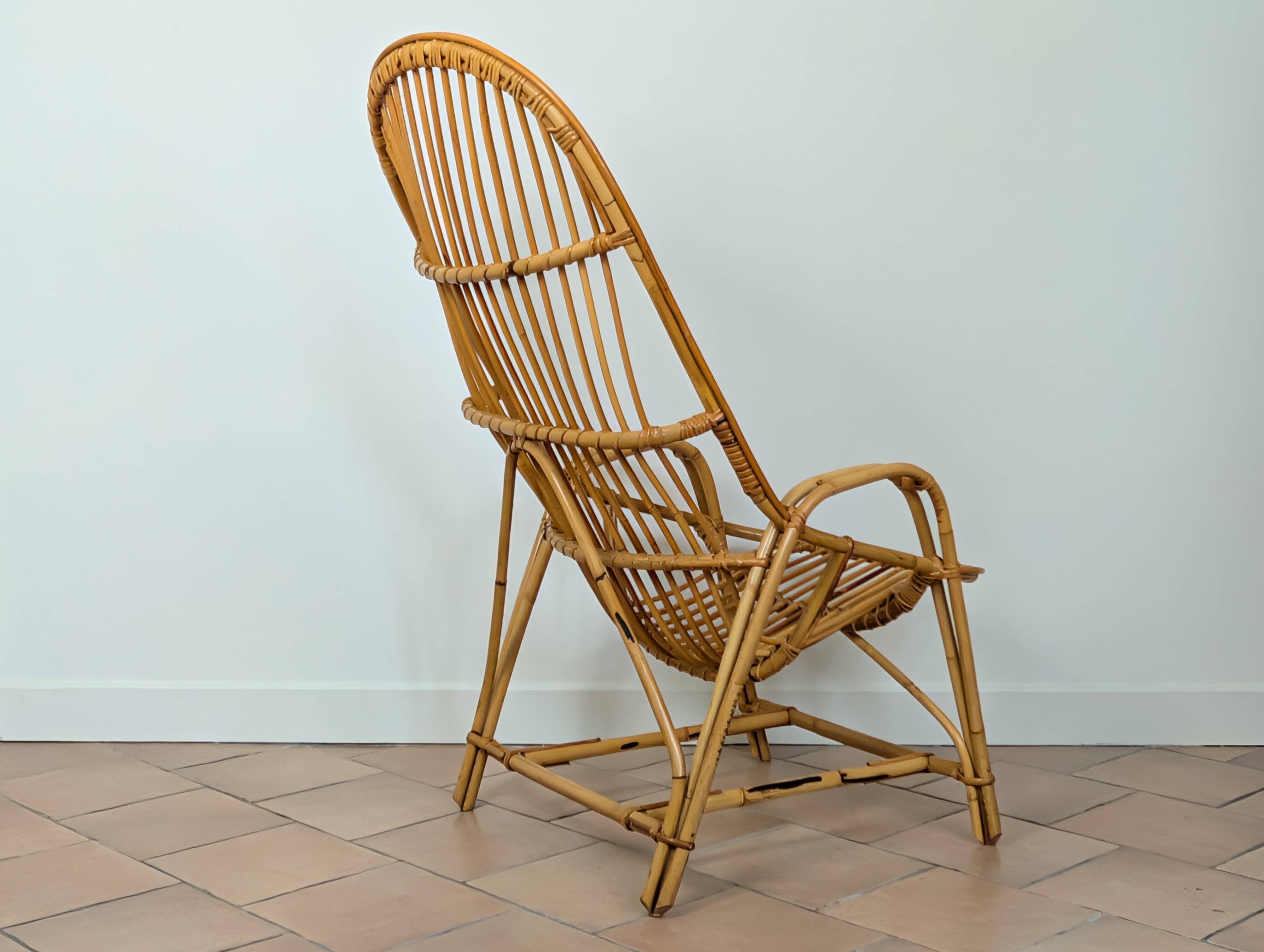 Fauteuil en rotin 60'