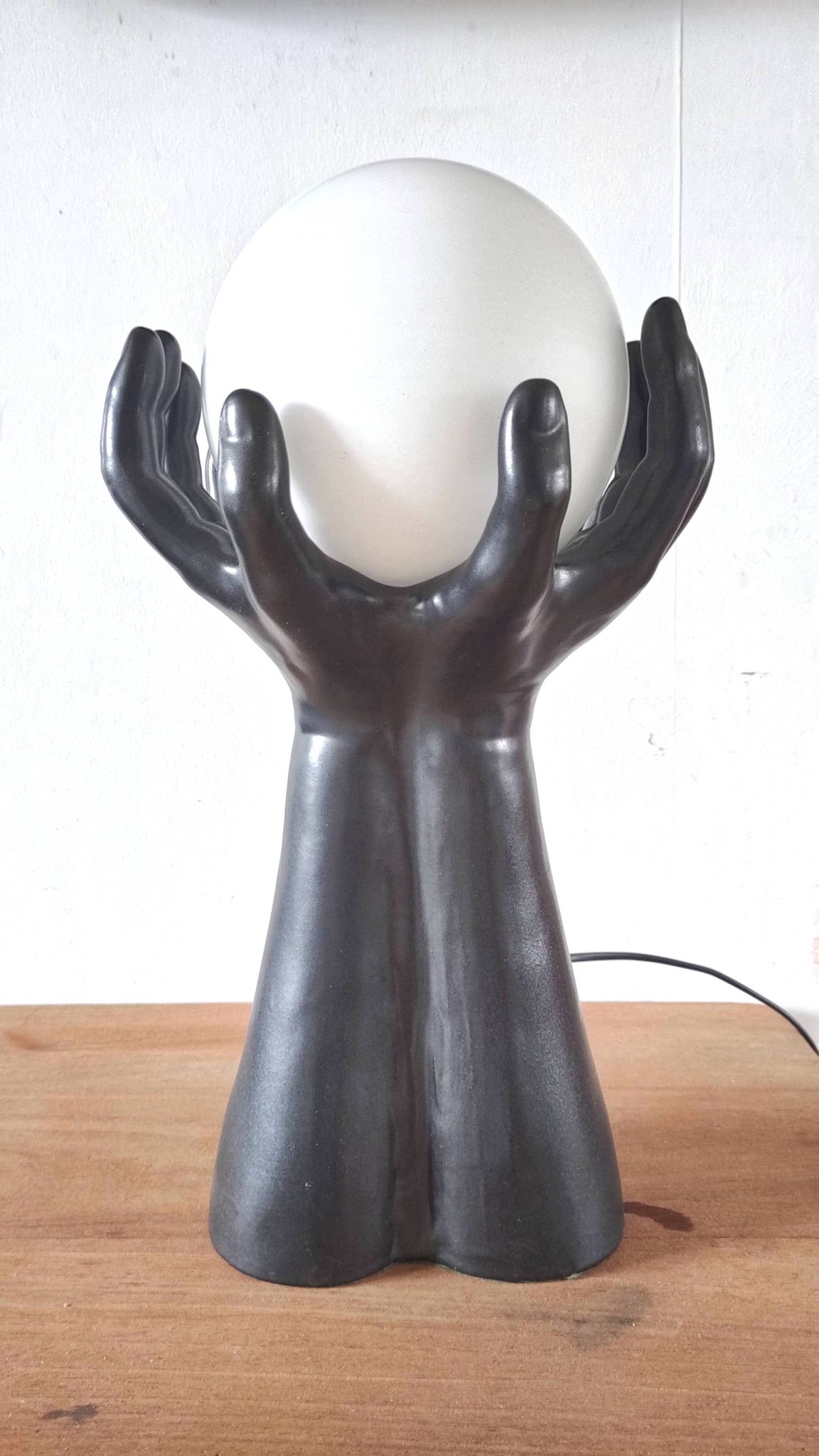 Large ceramic lamp pair of hands design 70s