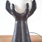 Large ceramic lamp pair of hands design 70s