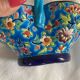 Large Basket Emaux de Longwy F3 B5000 - Twisted Turquoise Handle -