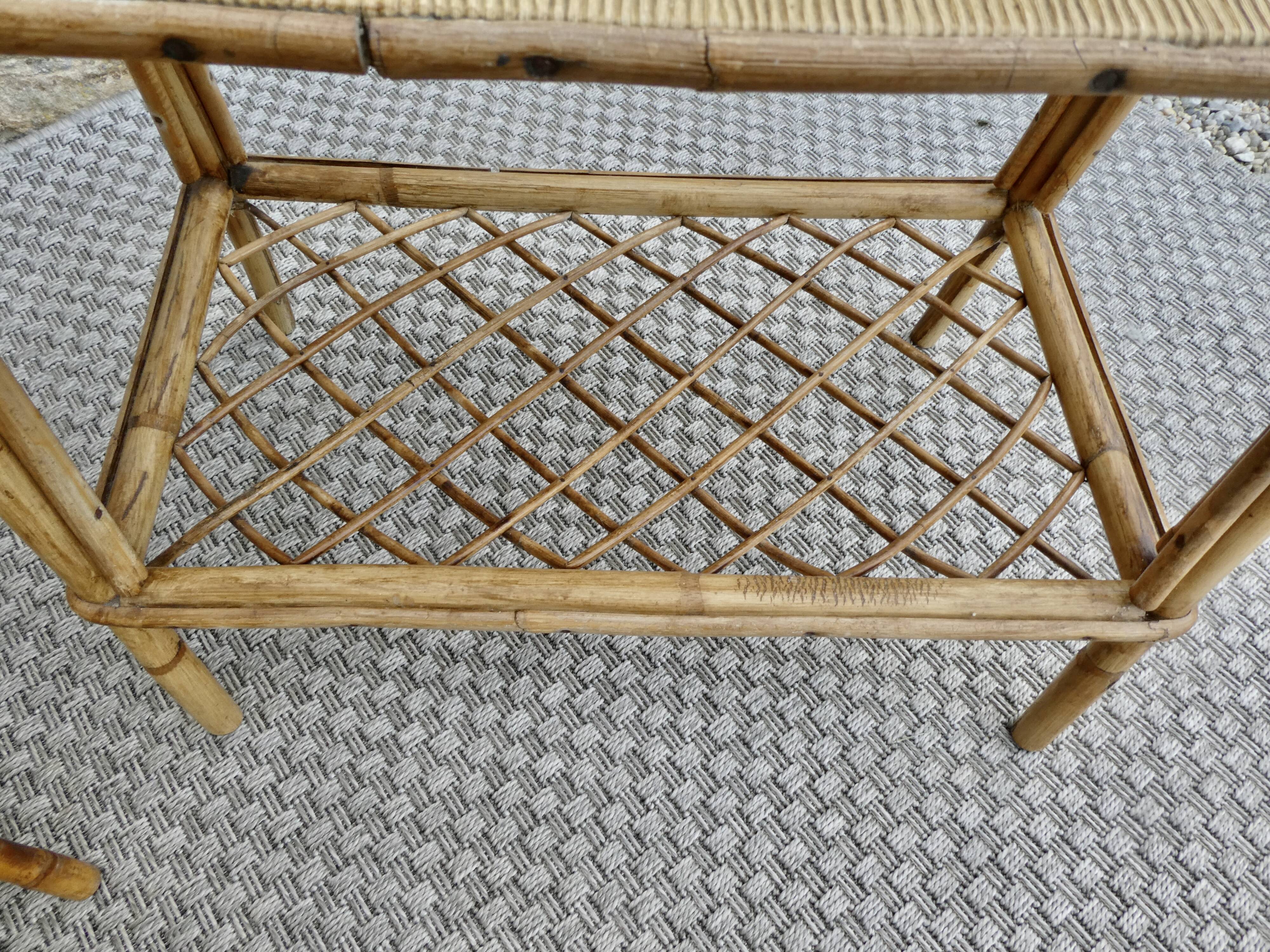 Pair of rattan bedside tables, 1960s-70s