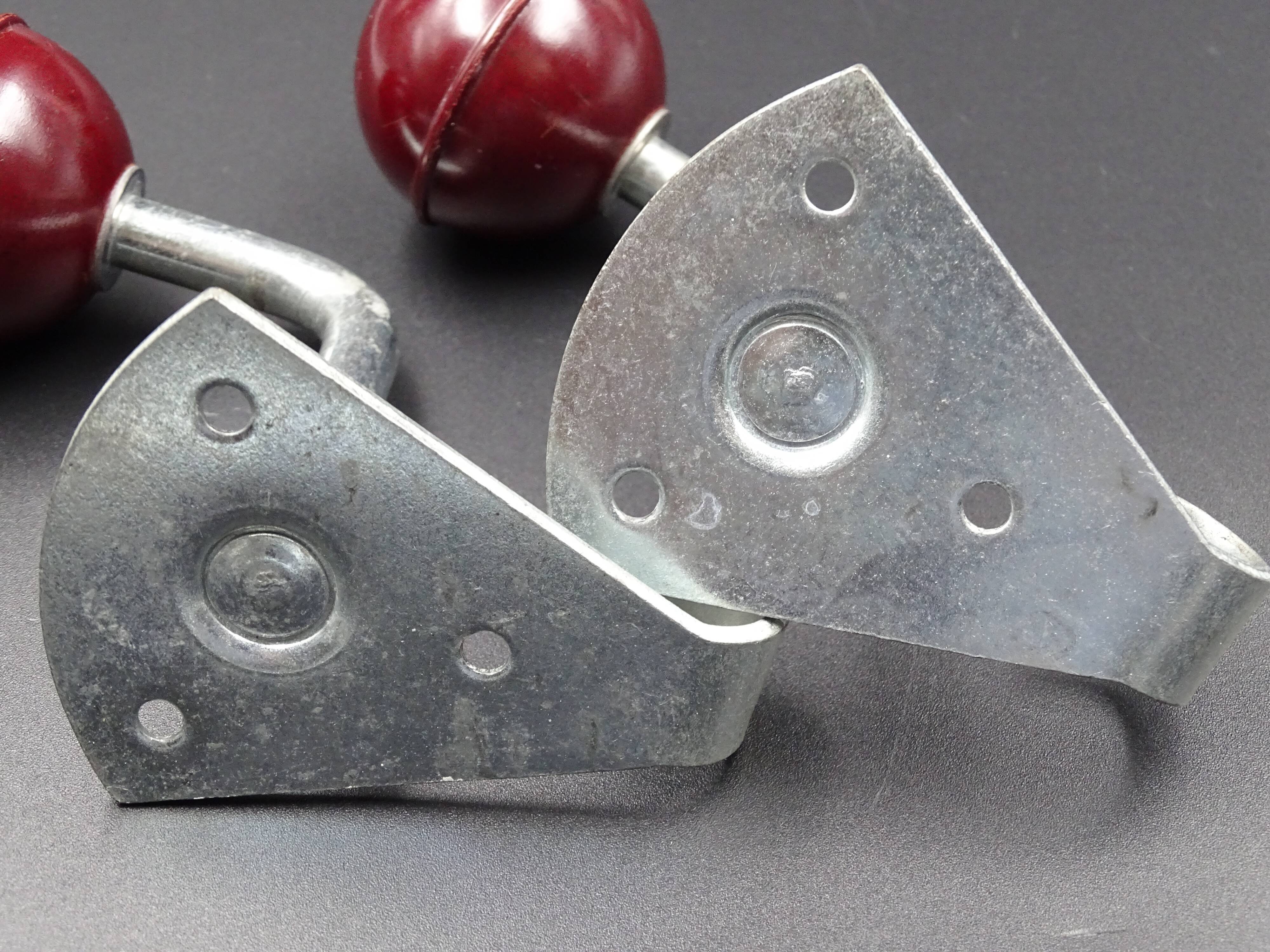 Two hooks in red bakelite and metal - around 1950