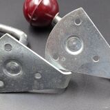 Two hooks in red bakelite and metal - around 1950